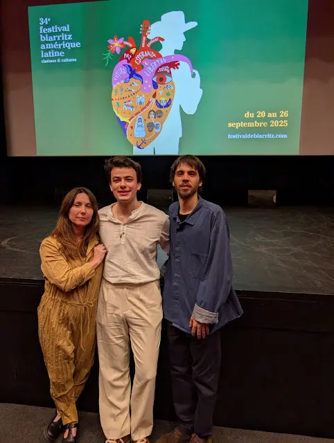 Rebeca Diniz, Thiago Voltolini y Pedro Waddington en el Festival de cine latinoamericano de Biarritz